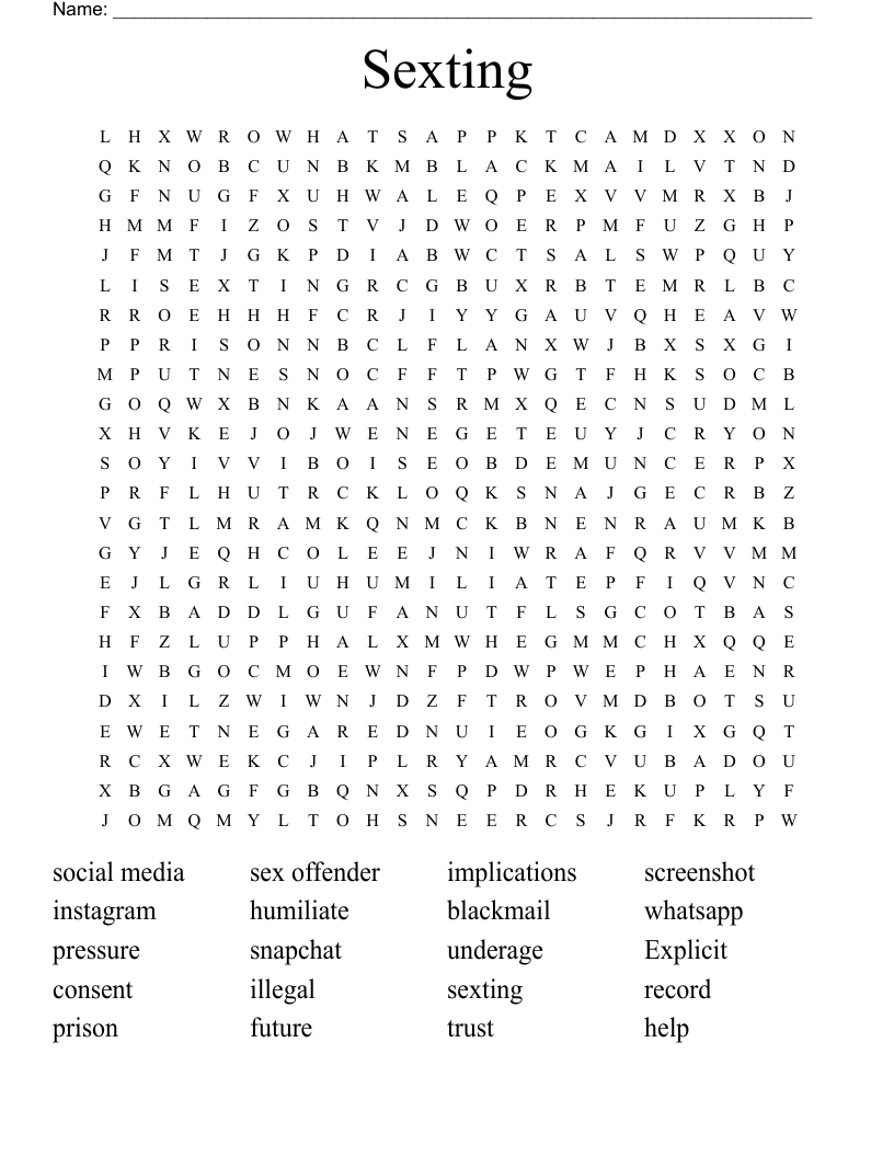 Sexting Word Search