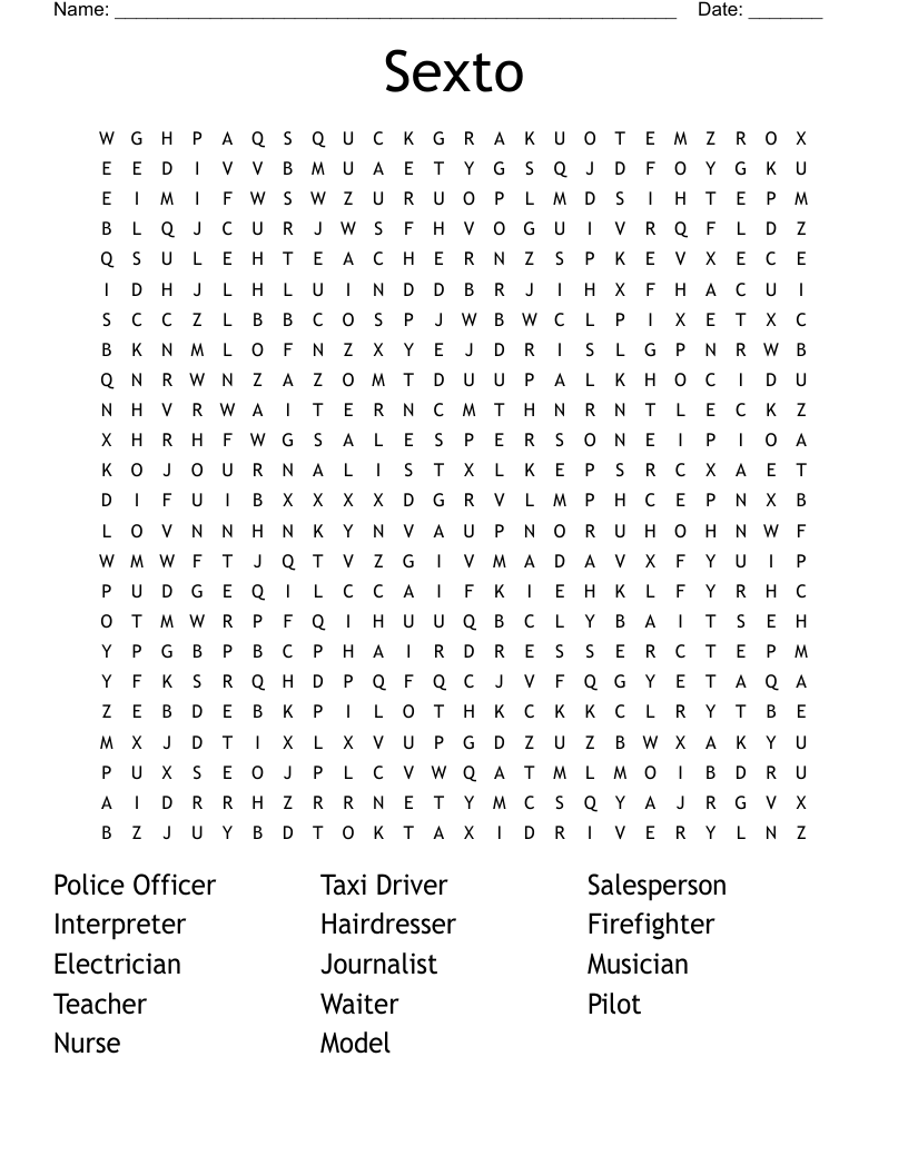 Sexto  Word Search