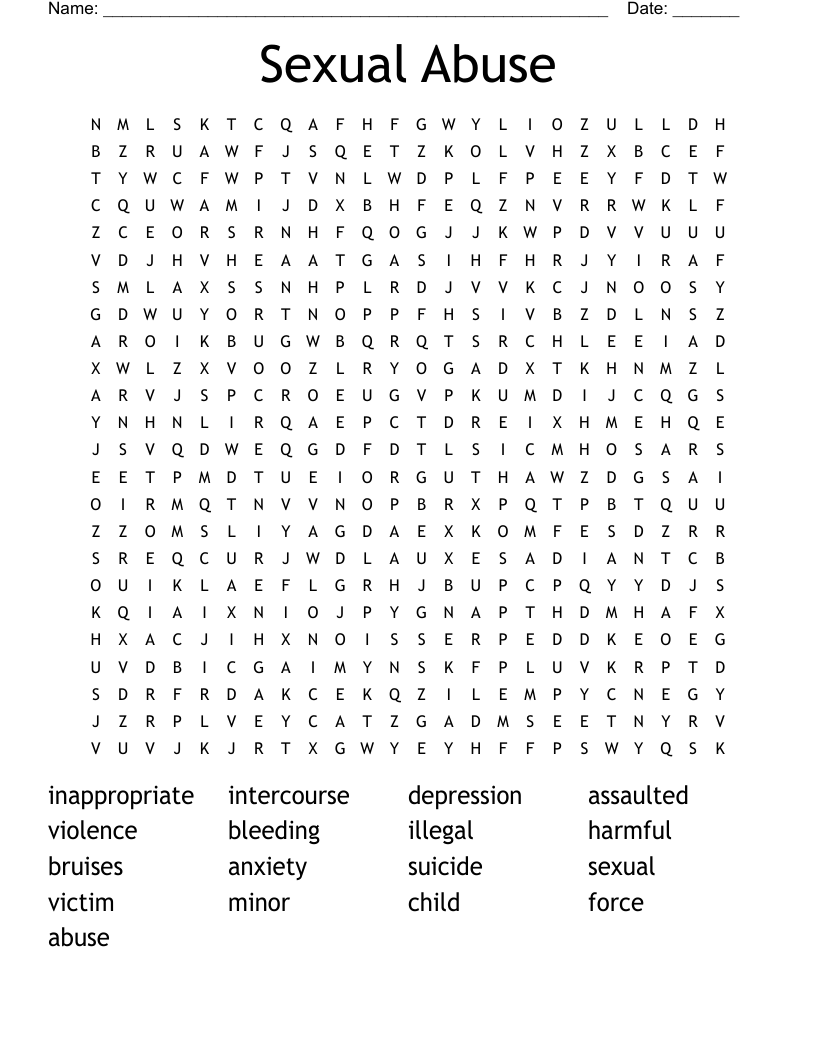 Sexual Abuse  Word Search