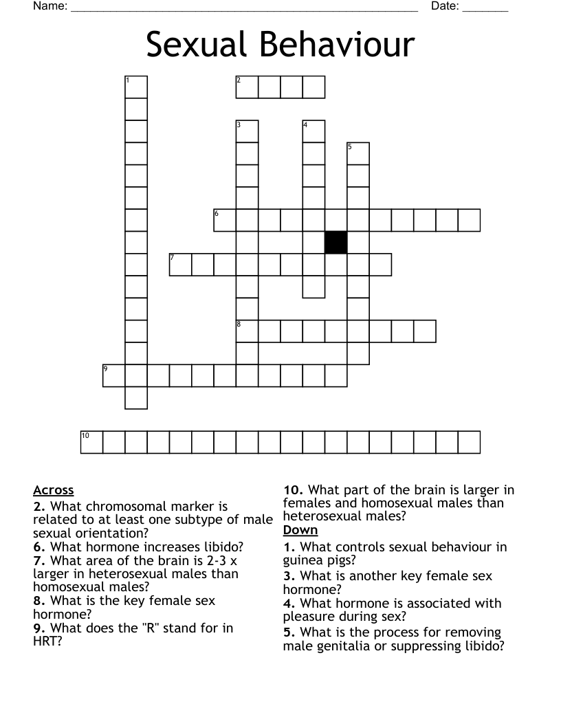 Sexual Behaviour Crossword