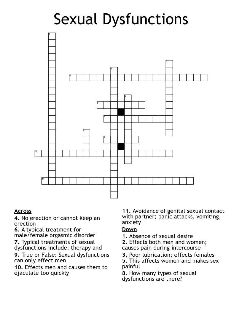 Sexual Dysfunctions Crossword