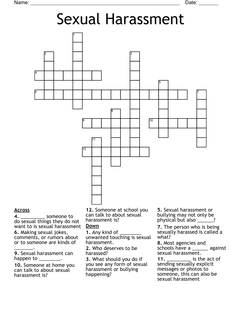 Sexual Harassment  Crossword