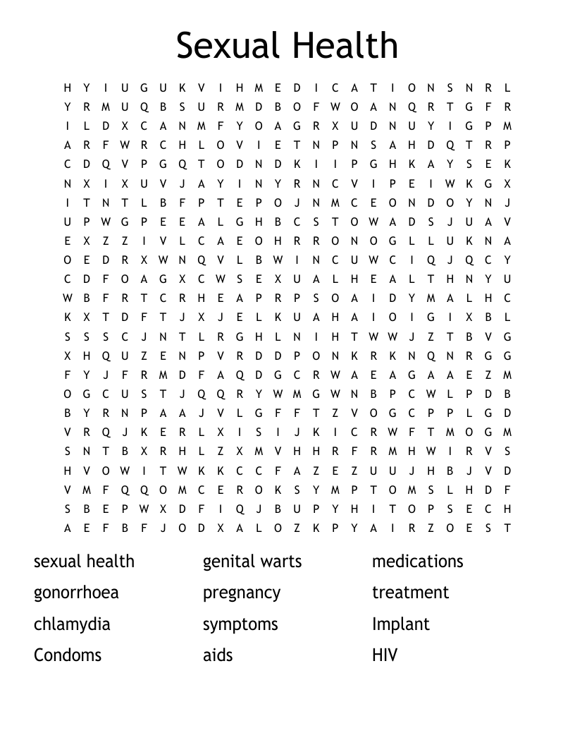 Sexual Health Word Search