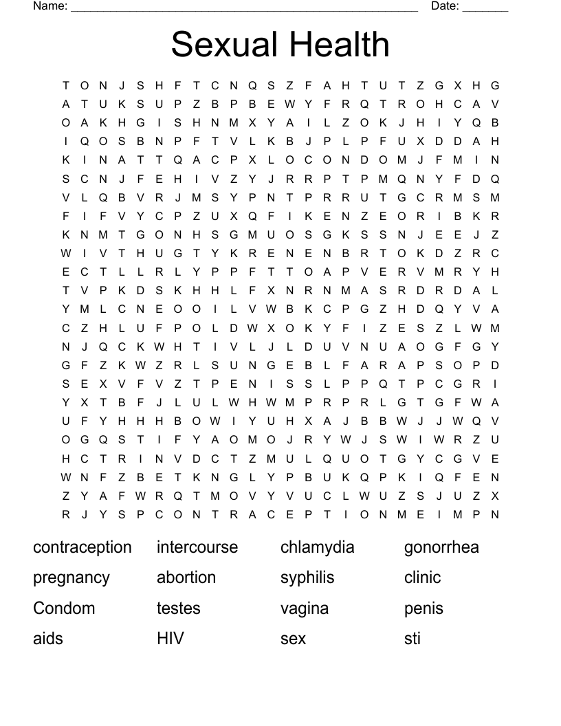 Sexual Health Word Search