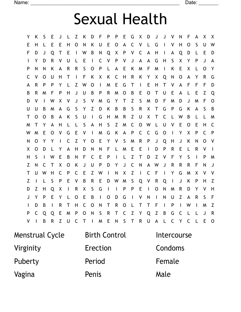 Sexual Health Word Search