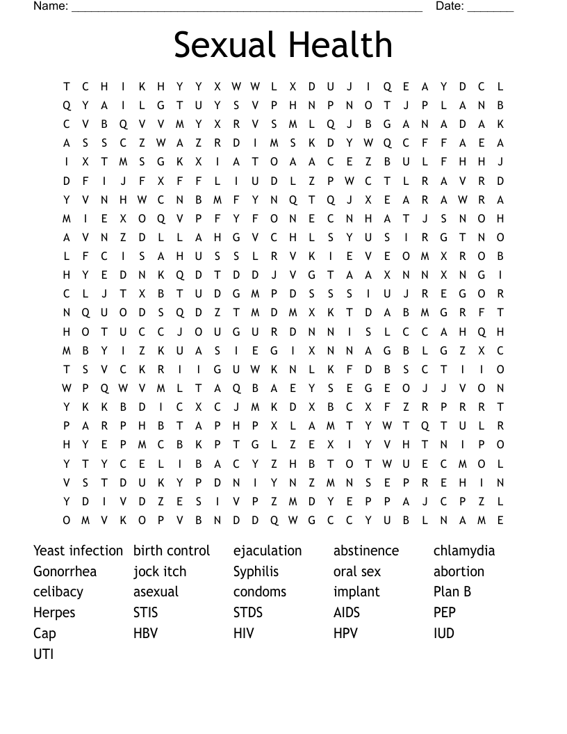 Sexual Health Word Search