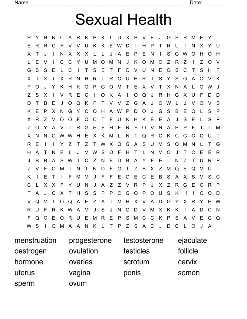 Sexual Health Word Search