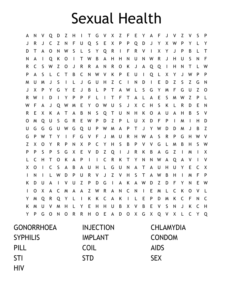 Sexual Health Word Search