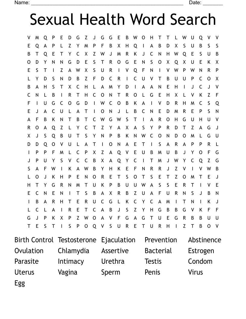 Sexual Health Word Search