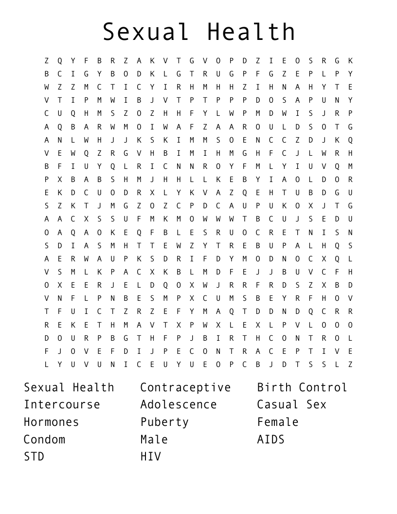 Sexual Health  Word Search