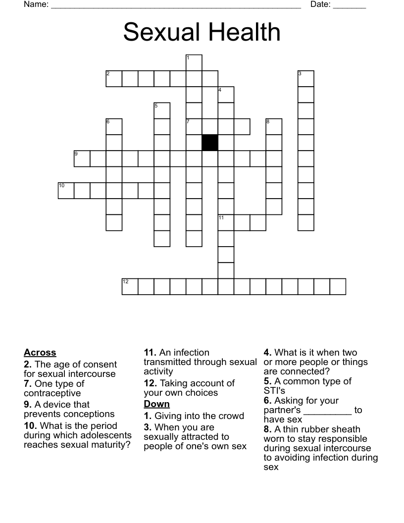 Sexual Health  Crossword