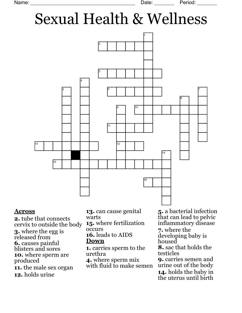 Sexual Health & Wellness Crossword