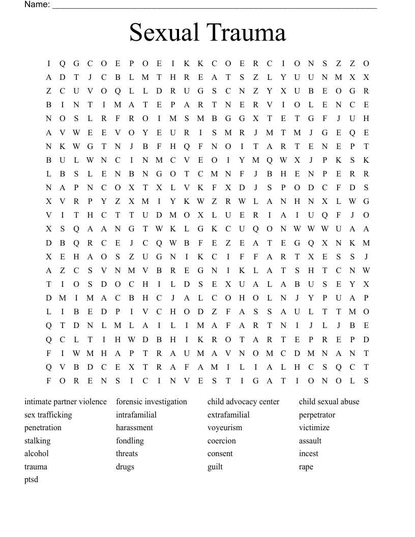 Sexual Trauma Word Search