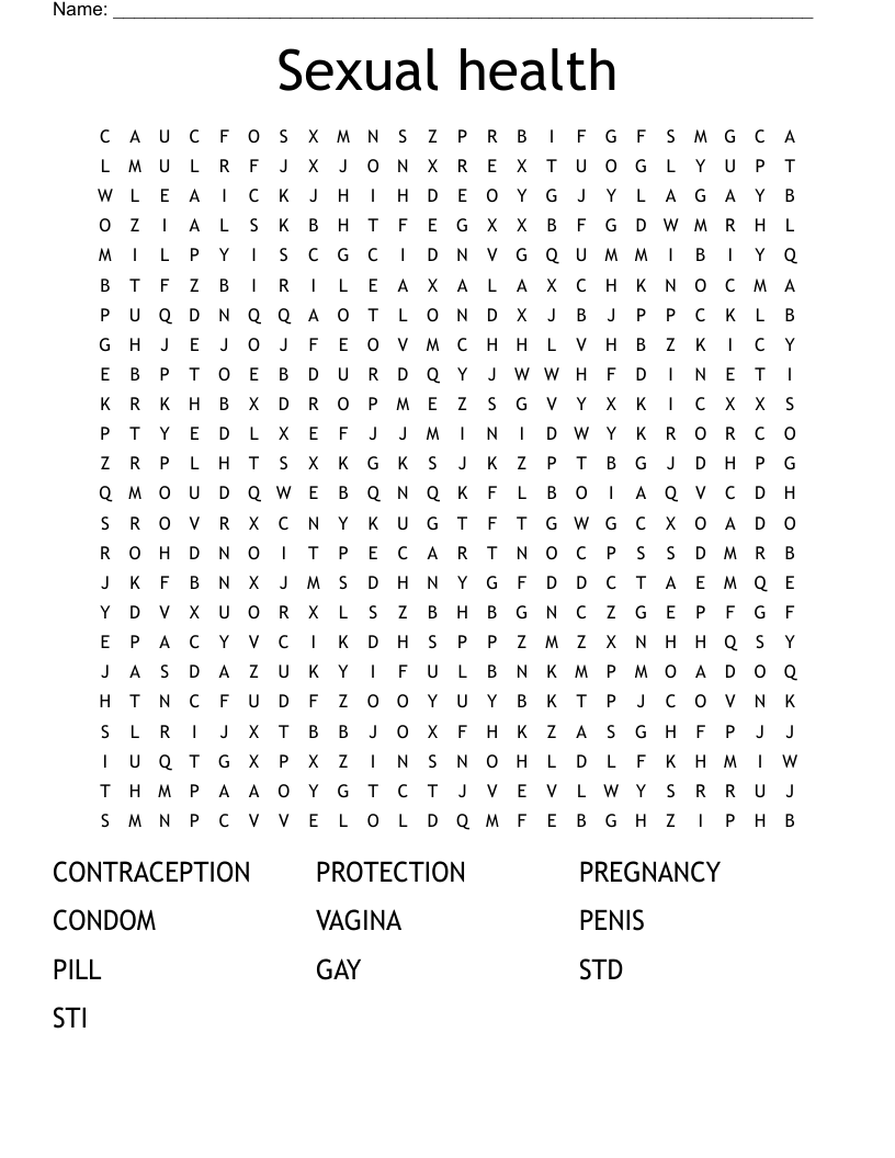 Sexual health Word Search