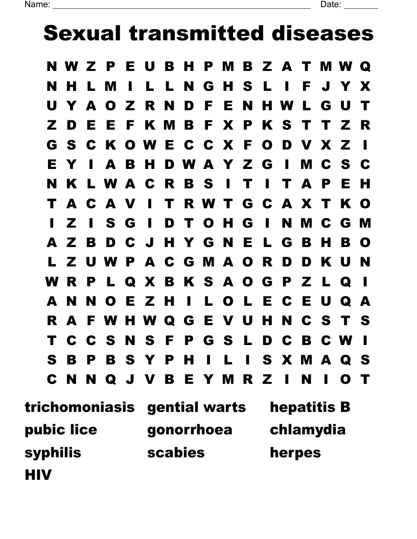 Sexual transmitted diseases Word Search