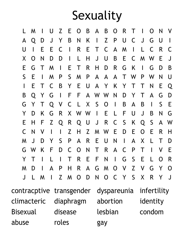 Sexuality Word Search