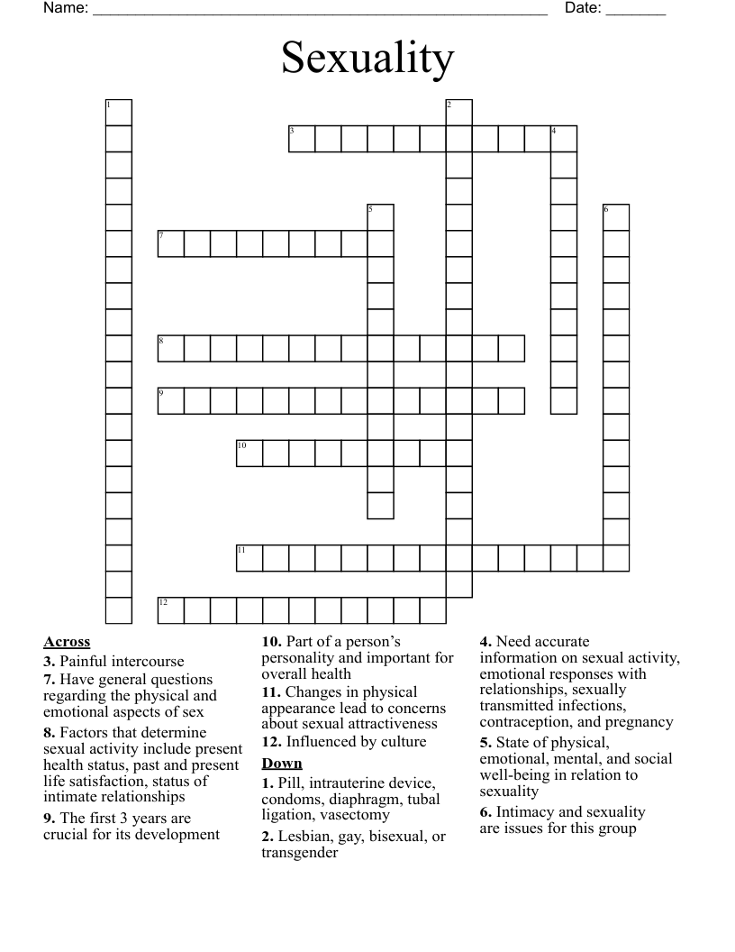 Sexuality Crossword