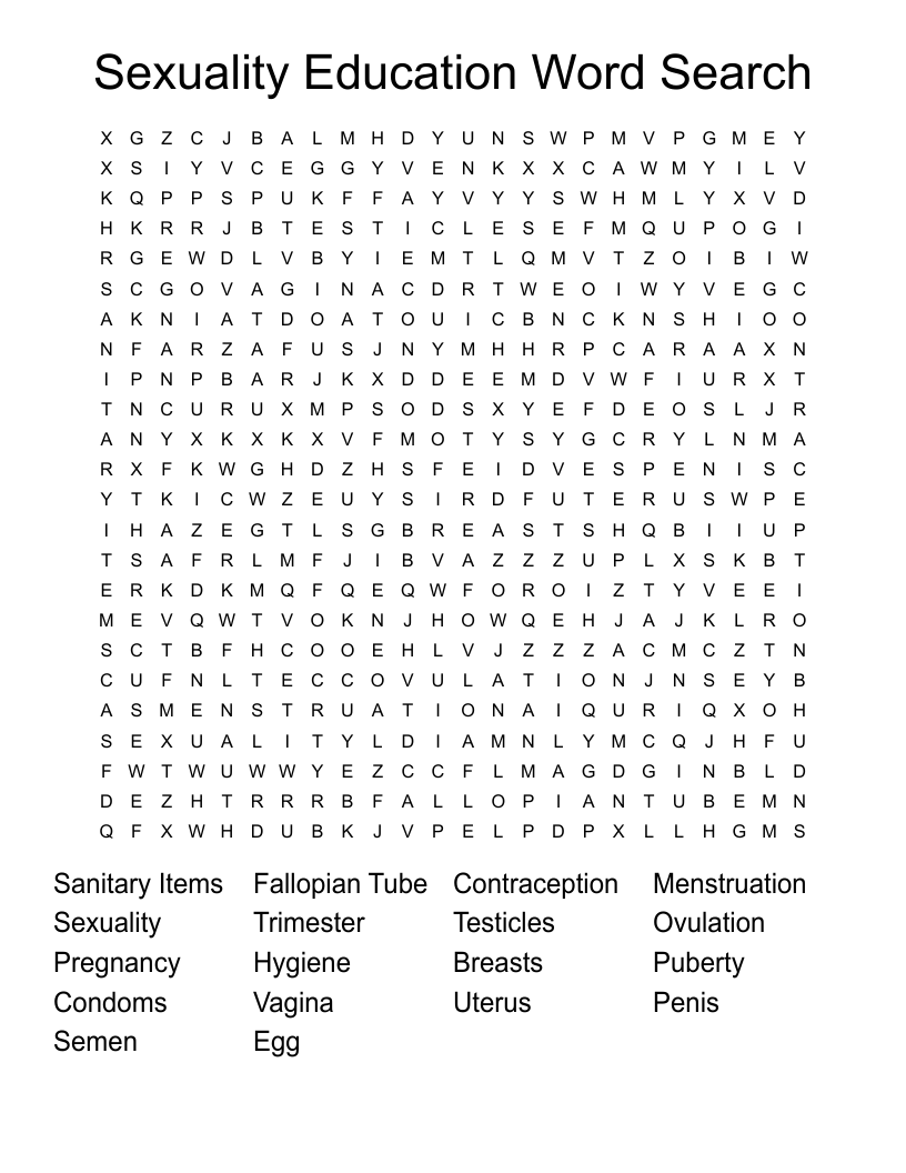 Sexuality Education Word Search