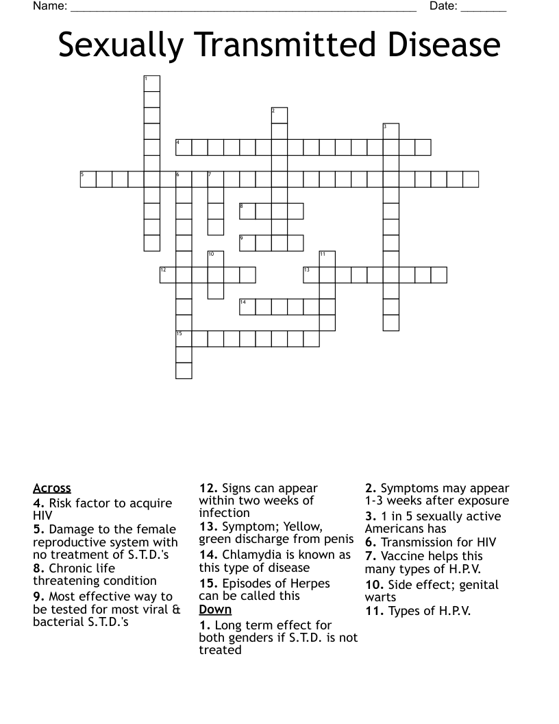 Sexually Transmitted Disease Crossword