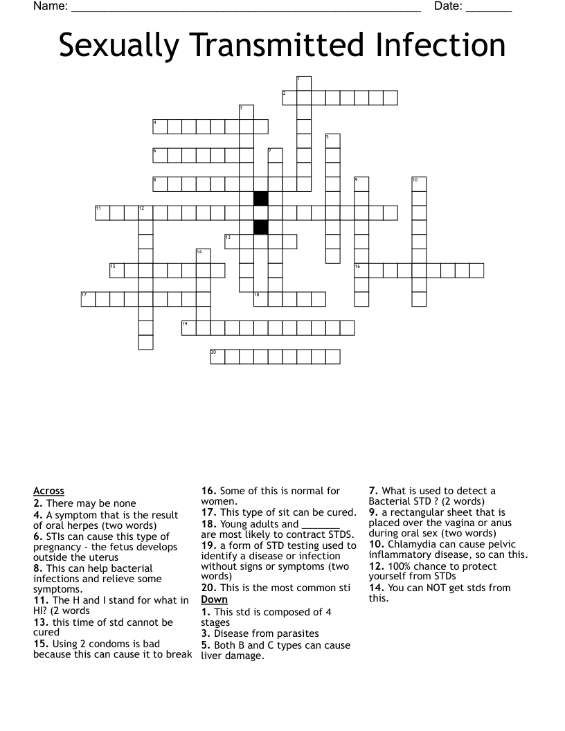 Sexually Transmitted Infection Crossword