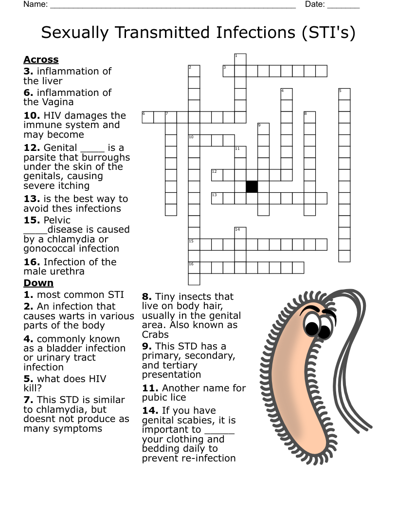 Sexually Transmitted Infections (STI's) Crossword