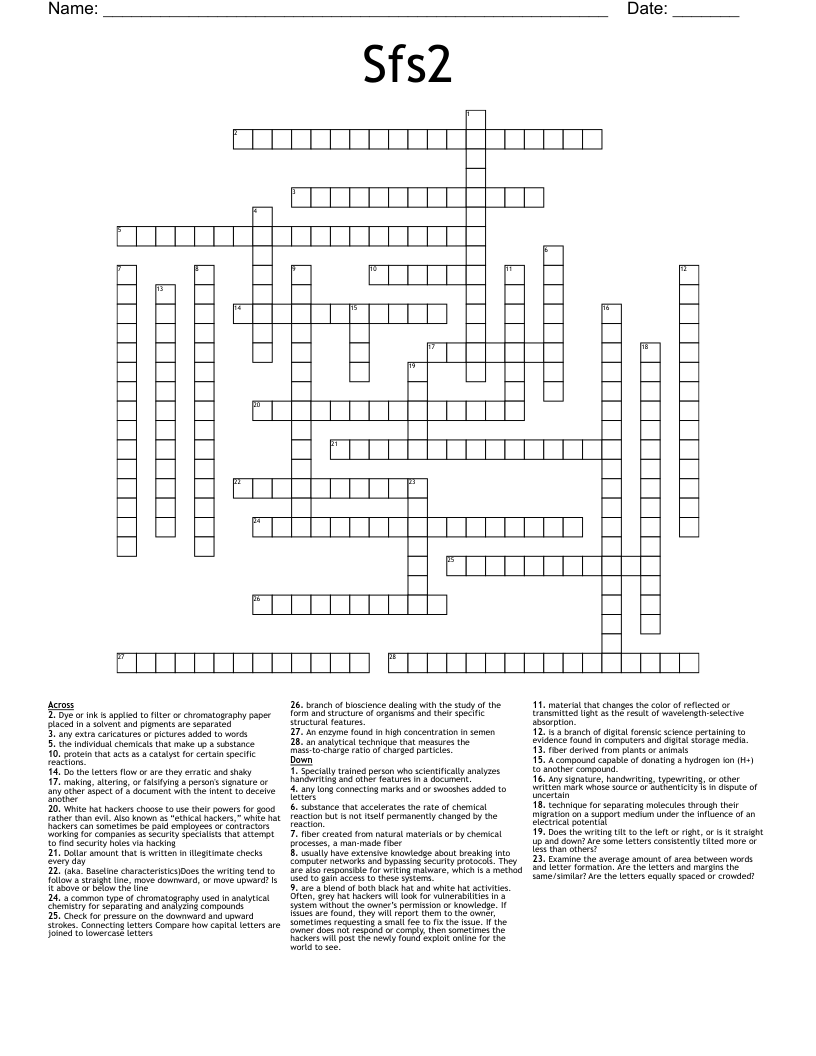Sfs2 Crossword