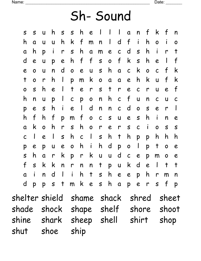 Sh- Sound Word Search