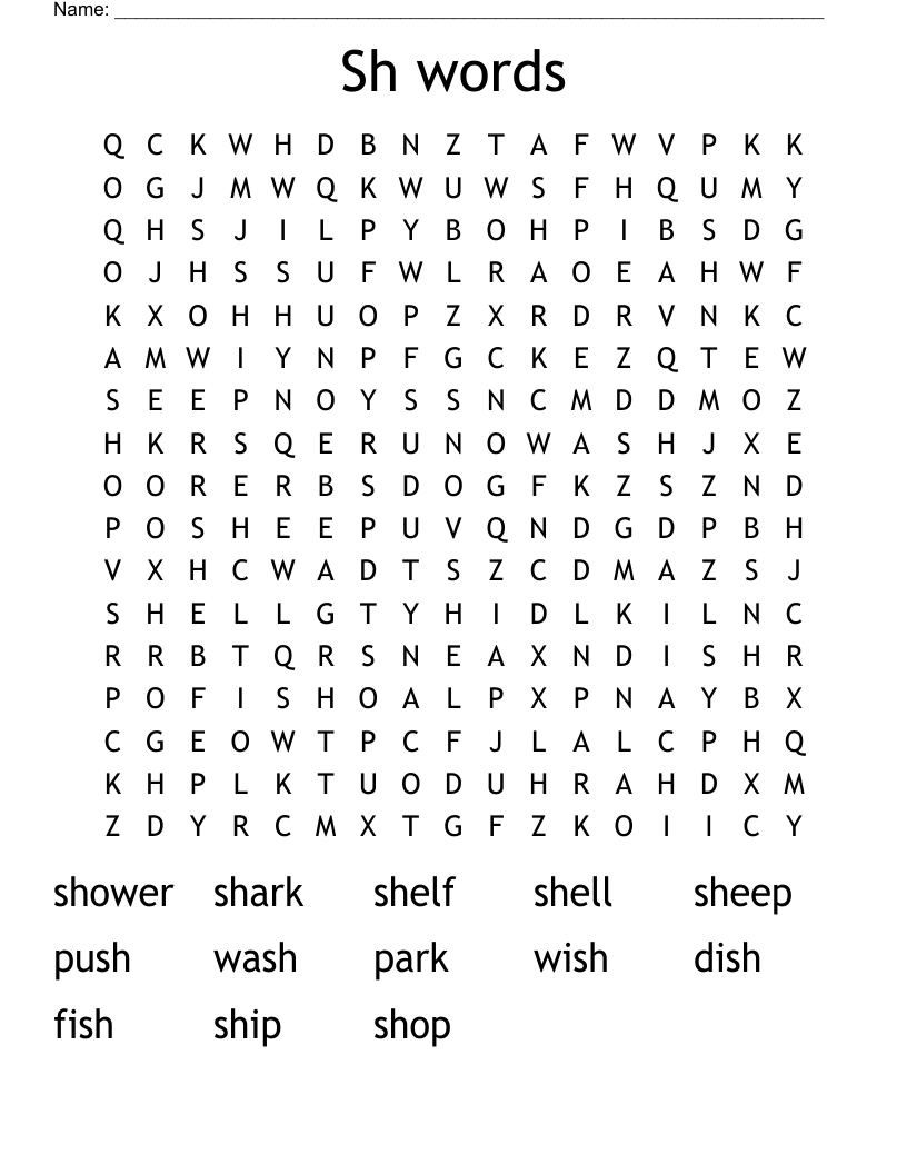 Sh words  Word Search