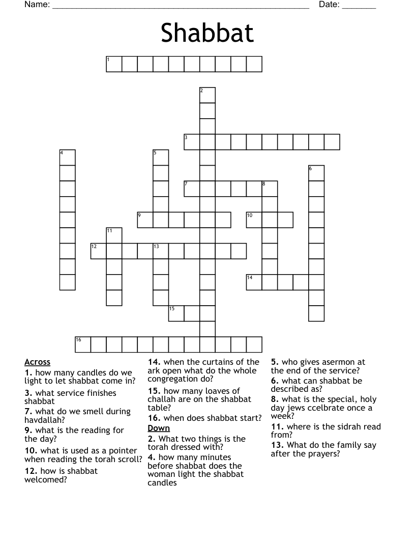 Shabbat Crossword