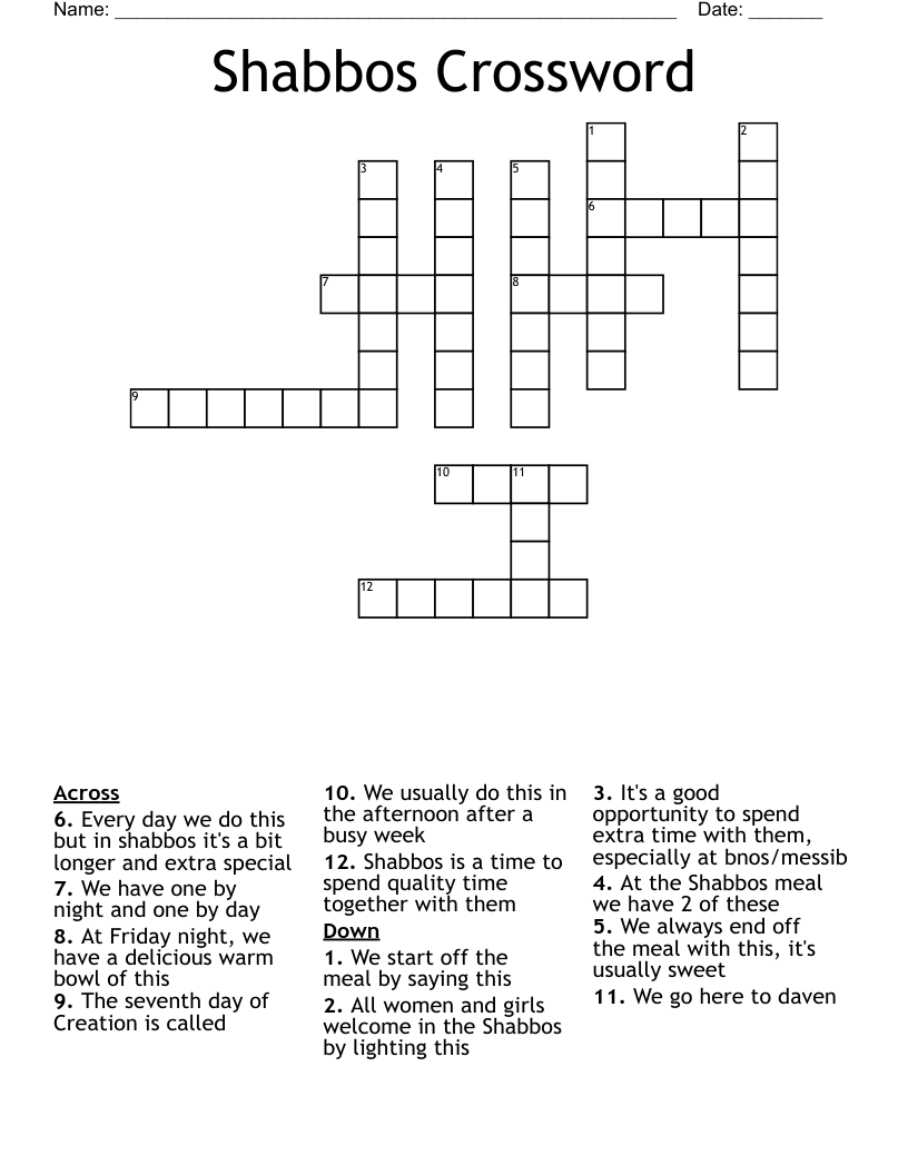 Shabbos Crossword