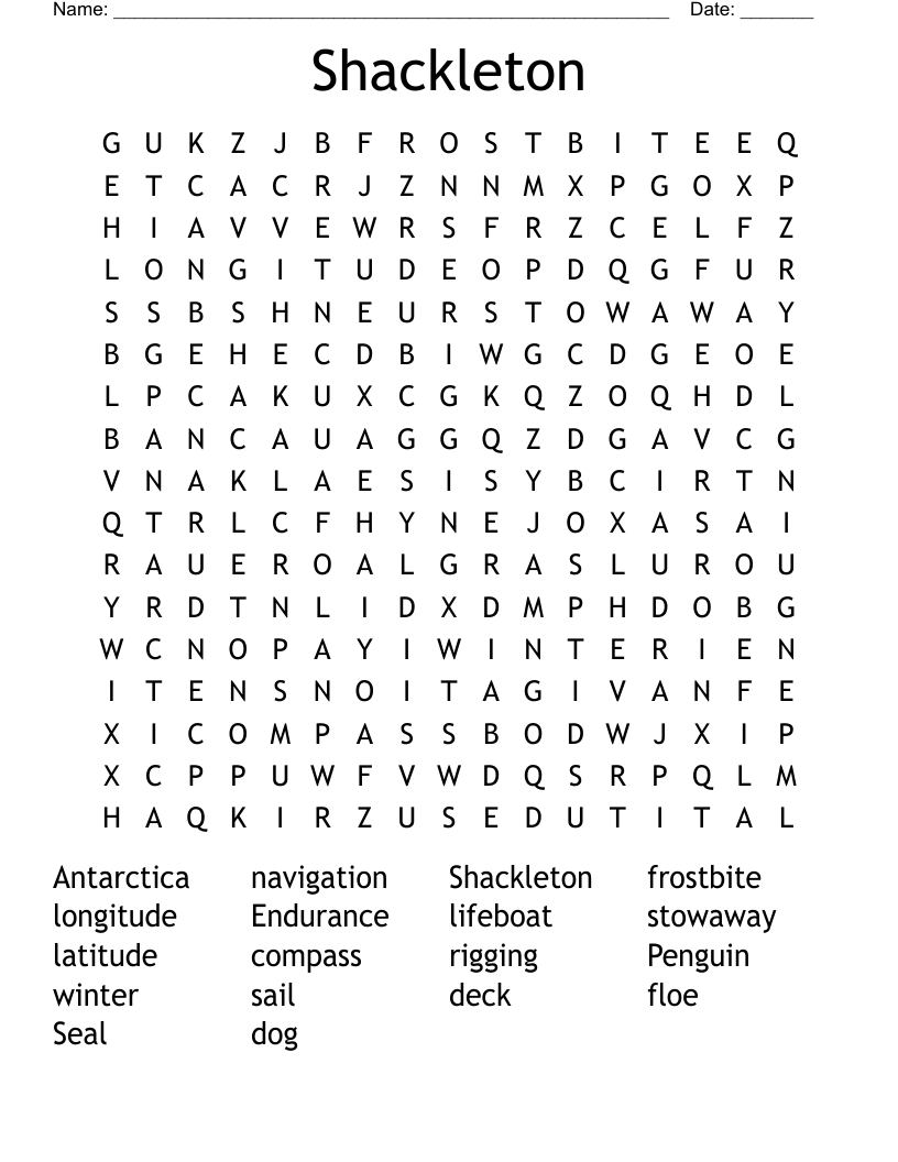 Shackleton Word Search