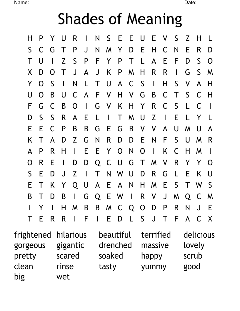 Shades of Meaning Word Search
