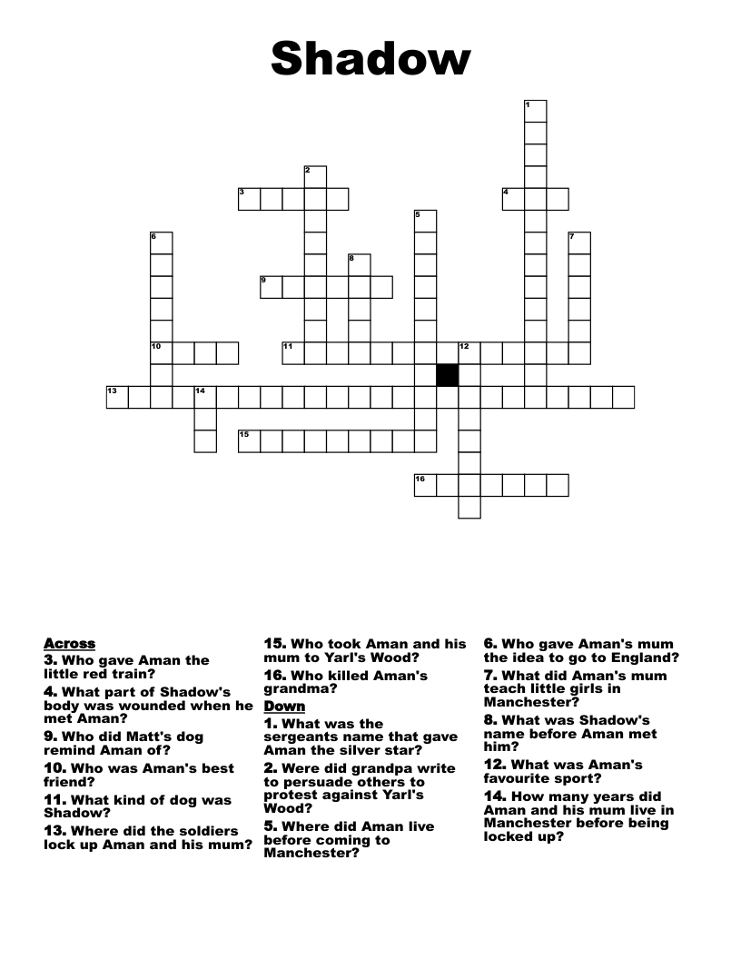 Shadow Crossword