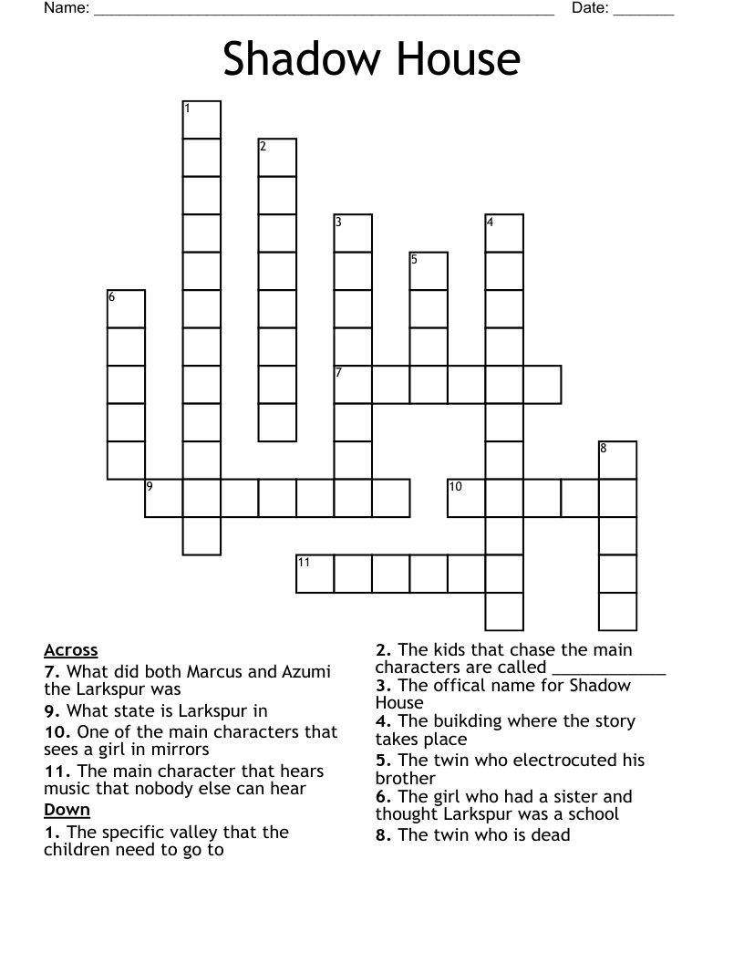 Shadow House Crossword
