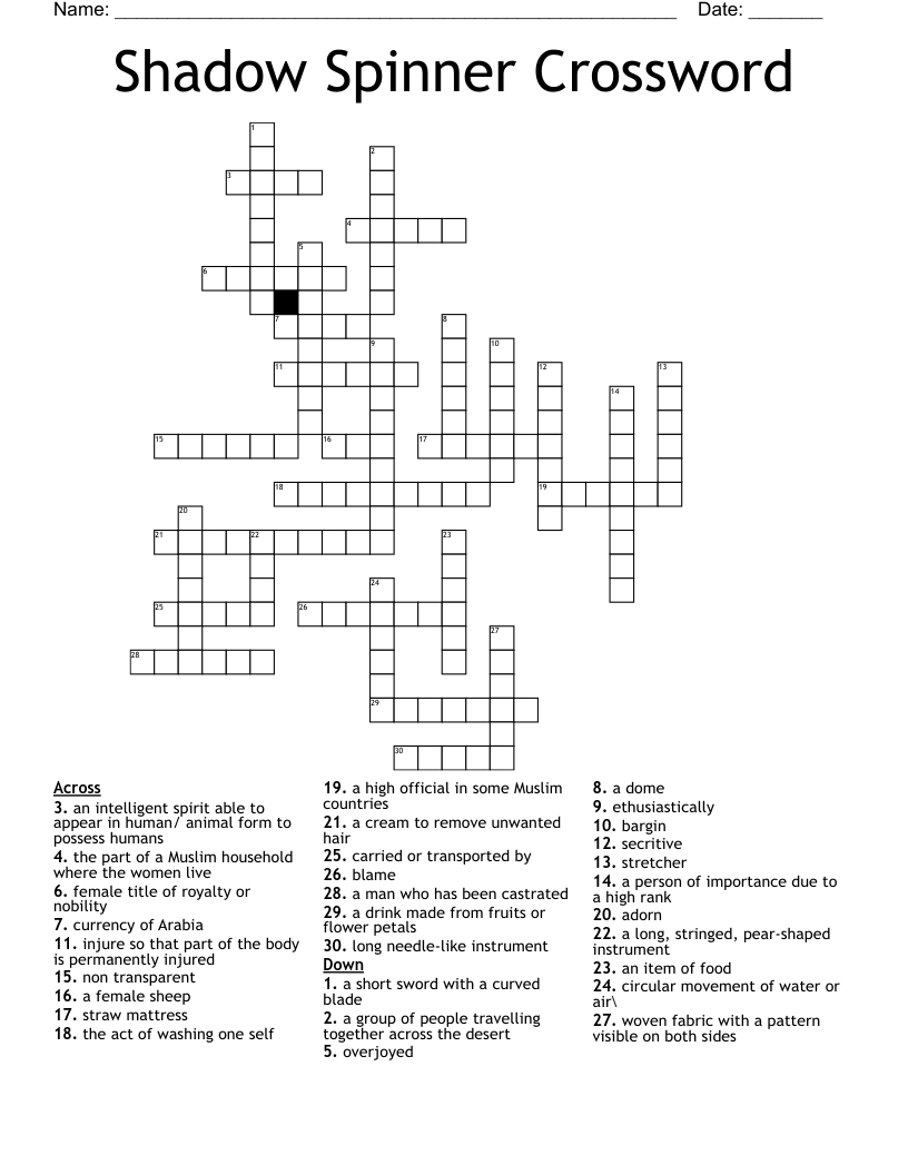 Shadow Spinner Crossword