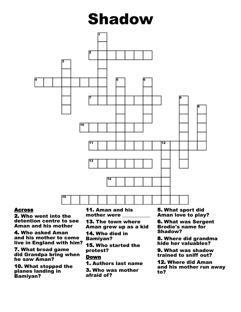 Shadow  Crossword