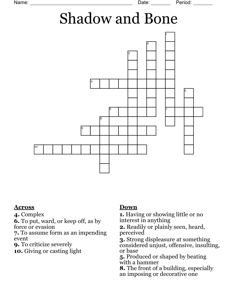 Shadow and Bone Crossword