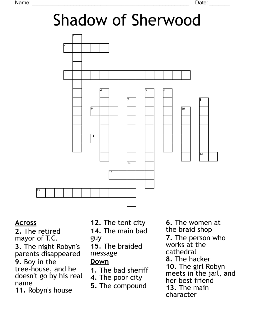 Shadow of Sherwood Crossword
