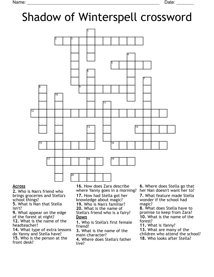 Shadow of Winterspell crossword