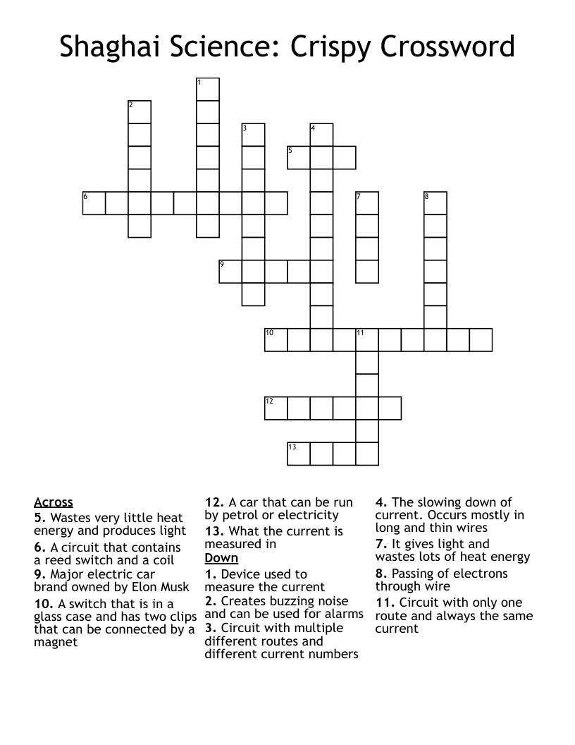 Shaghai Science: Crispy Crossword