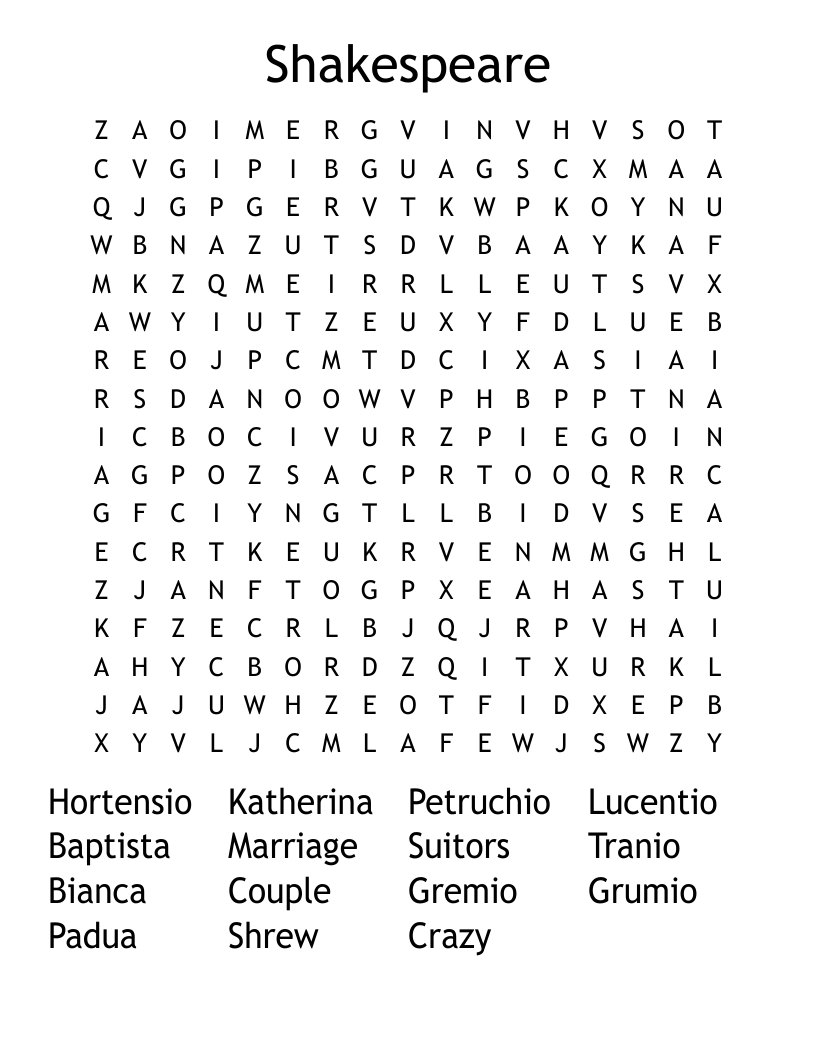 Shakespeare Word Search