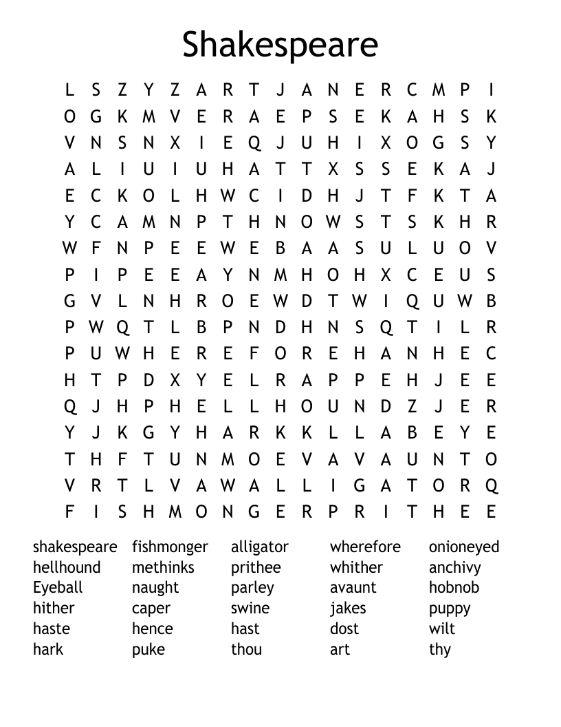 Shakespeare Word Search