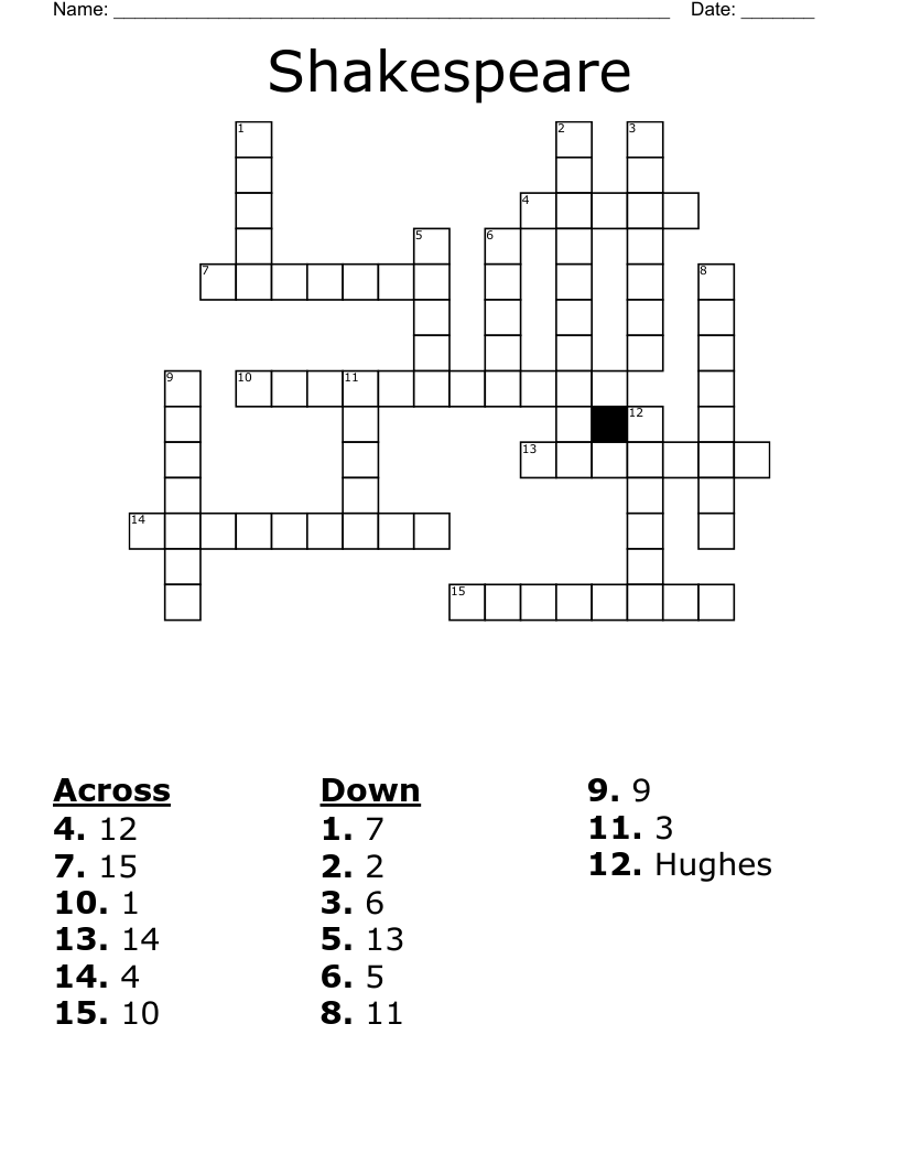 Shakespeare Crossword