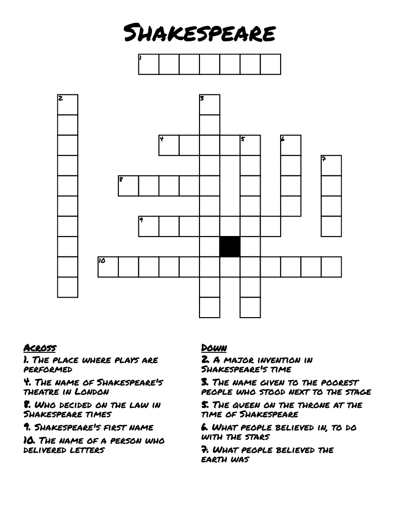 Shakespeare Crossword