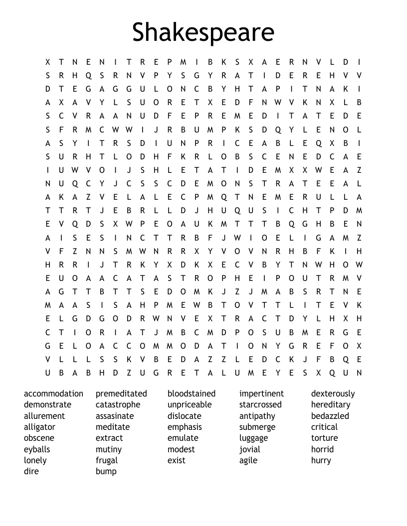 Shakespeare Word Search