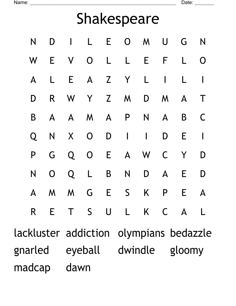 Shakespeare Word Search
