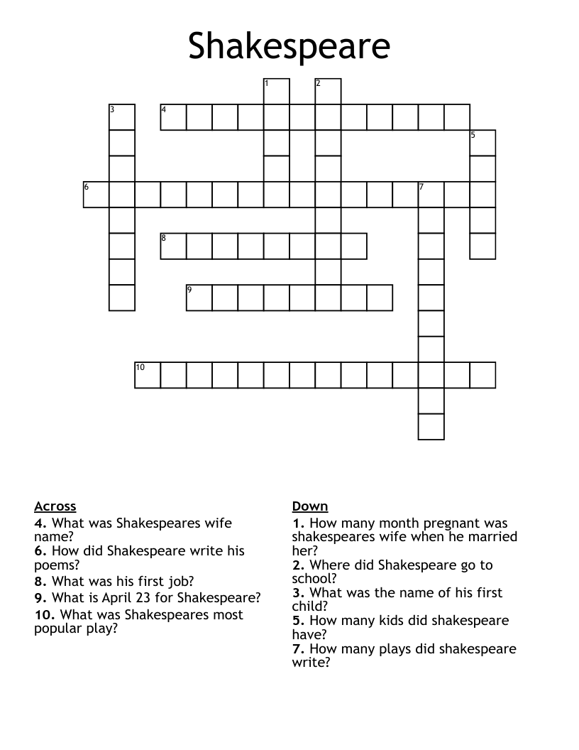 Shakespeare Crossword