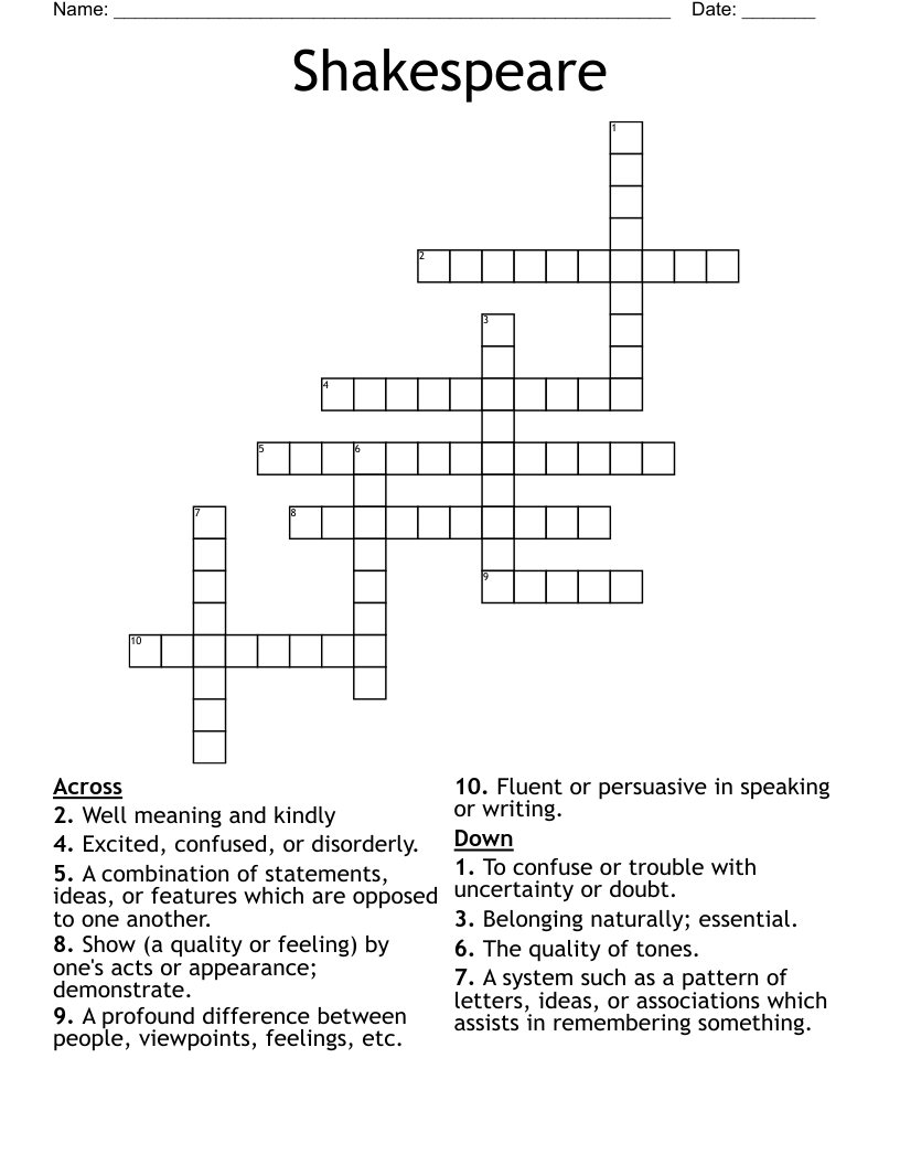 Shakespeare Crossword