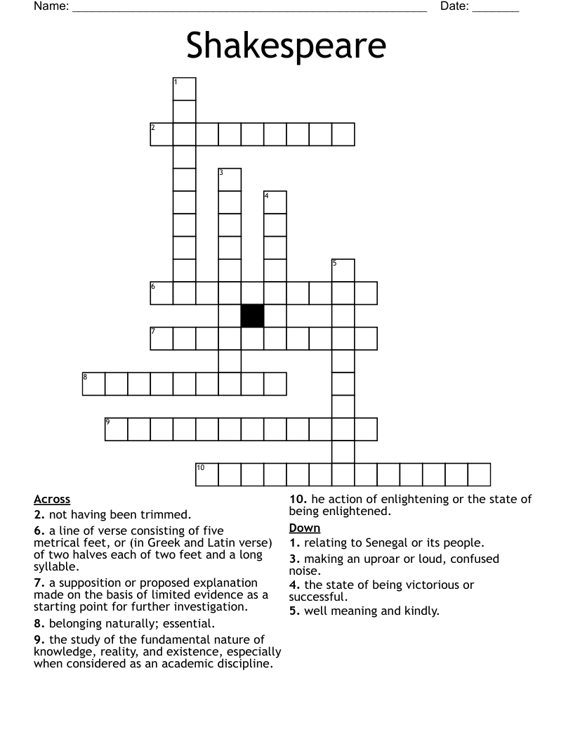 Shakespeare Crossword