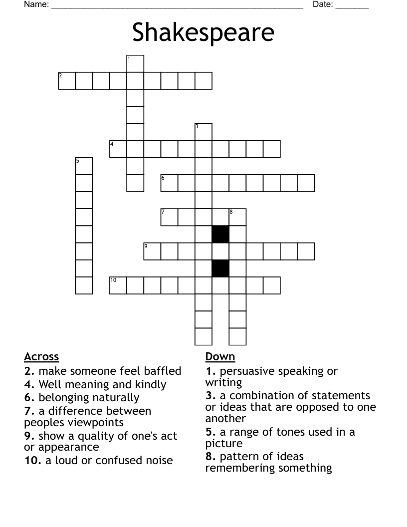 Shakespeare Crossword